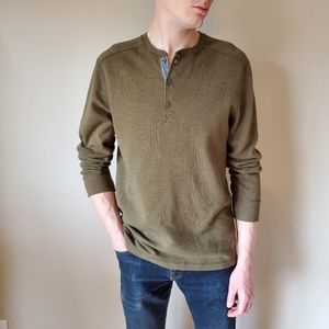 Eddie Bauer Favorite Thermal Henley Shirt Green